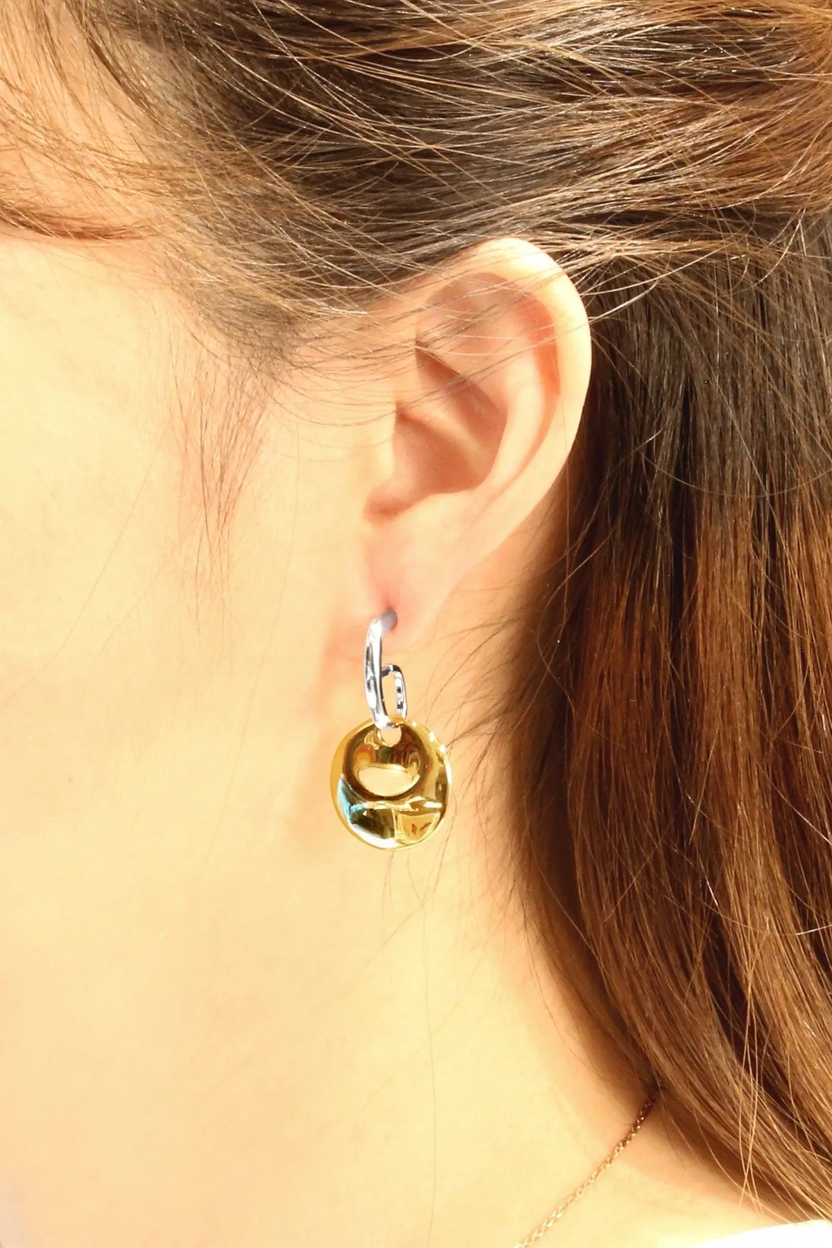 DJE310878 14K Flat Disk Dangle Post Earrings