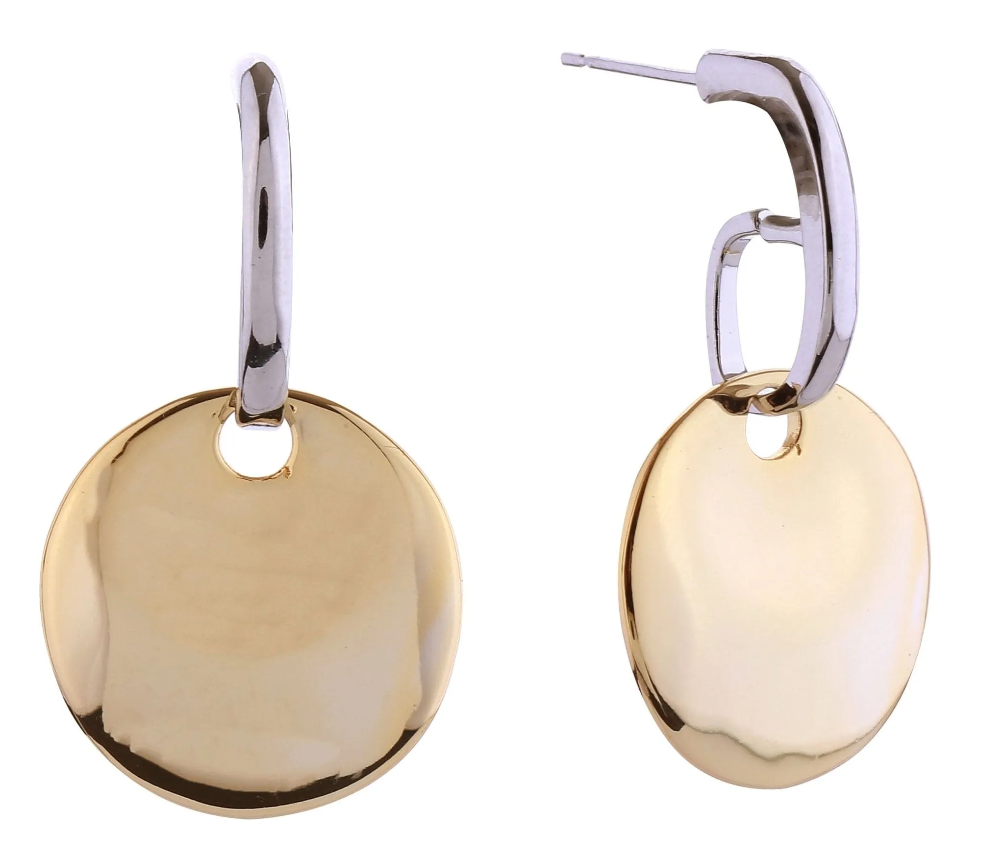 DJE310878 14K Flat Disk Dangle Post Earrings