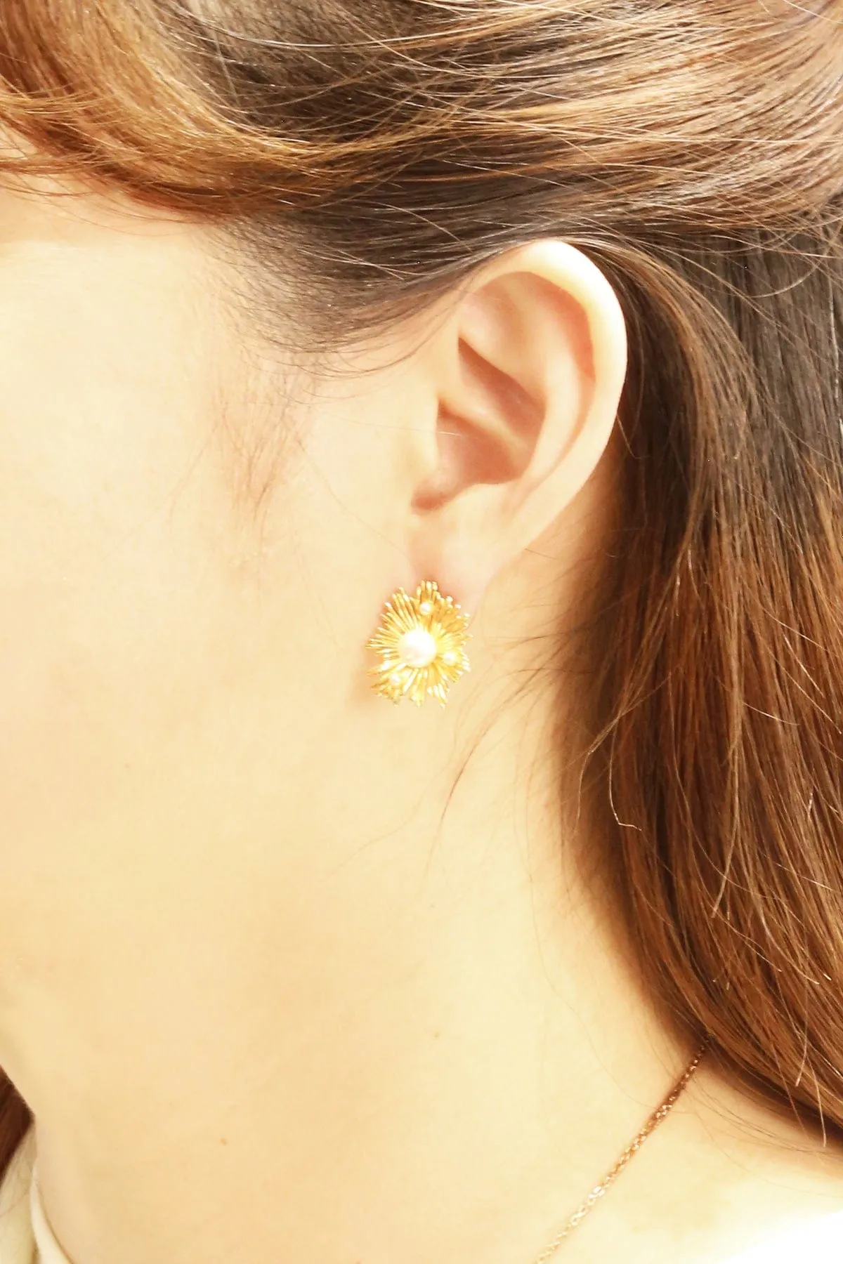 DJE311036 14K Dropper Pearl Post Earrings