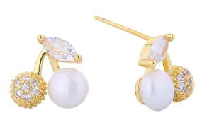DJE311261 14K Dipped Crystal Pearl Cherry Earrings