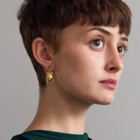 D'or Beetle & Smoky Quartz Drop Earrings