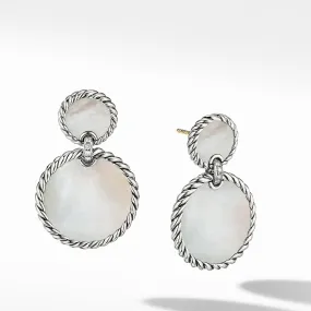 Double Drop Earrings with Mother of Pearl and Pave Diamonds