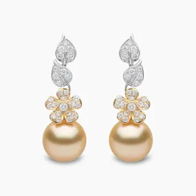 Duchess 18K Gold Pearl and Diamond Floral Motif Earrings