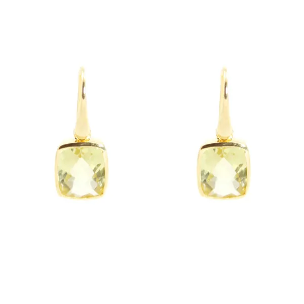 Earrings - Dangle Lemon Quartz Gold Plated Sterling Silver