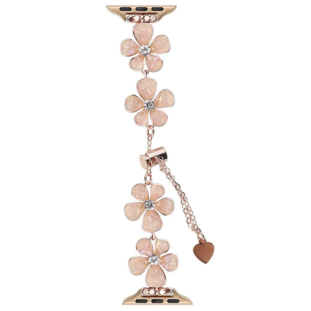 EIDERWOOD Apple Watch (38/40/SE/41/42mm) Blomster Kæde Rem - Guld / Lyserød