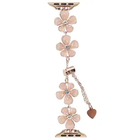 EIDERWOOD Apple Watch (38/40/SE/41/42mm) Blomster Kæde Rem - Guld / Lyserød