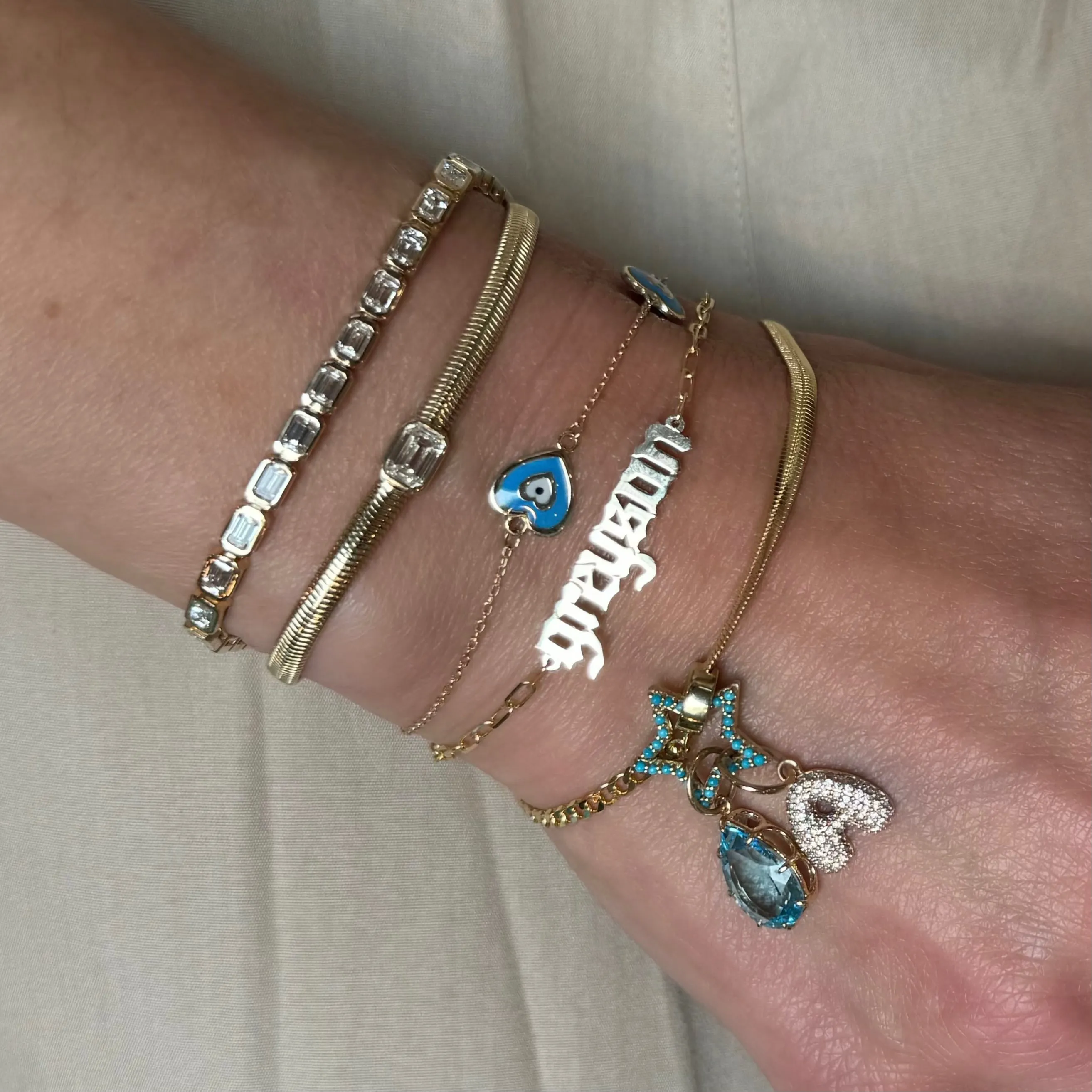 Enamel Evil Eye Heart Bracelet