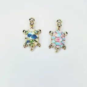 Enamel Floral Shell Sea Turtle Charm