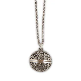 ESSENTIAL OIL DIFFUSER LOCKET NECKLACE - FILIGREE VINE ORB DESIGN