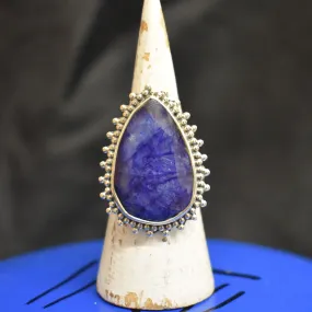 Expandable Teardrop Sapphire Ring (925) Sterling Silver