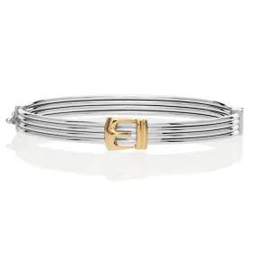 Fancy Two-tone Hinged Buckle Bracelet in Sterling Silver