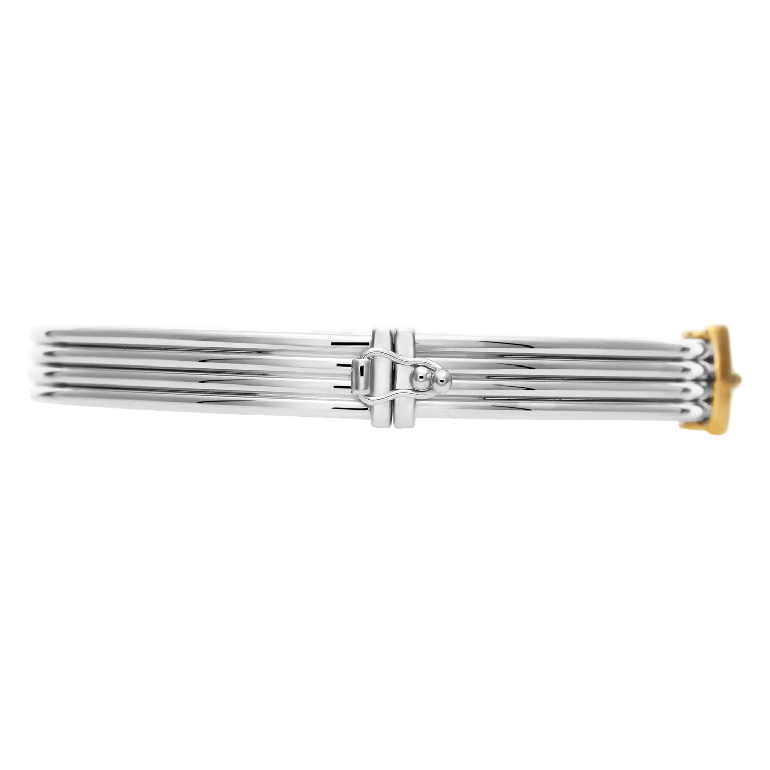 Fancy Two-tone Hinged Buckle Bracelet in Sterling Silver
