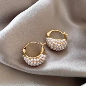 Fashionable Luxury Imitation Pearl Brand Piercing Woman Elegant Stud French Earring
