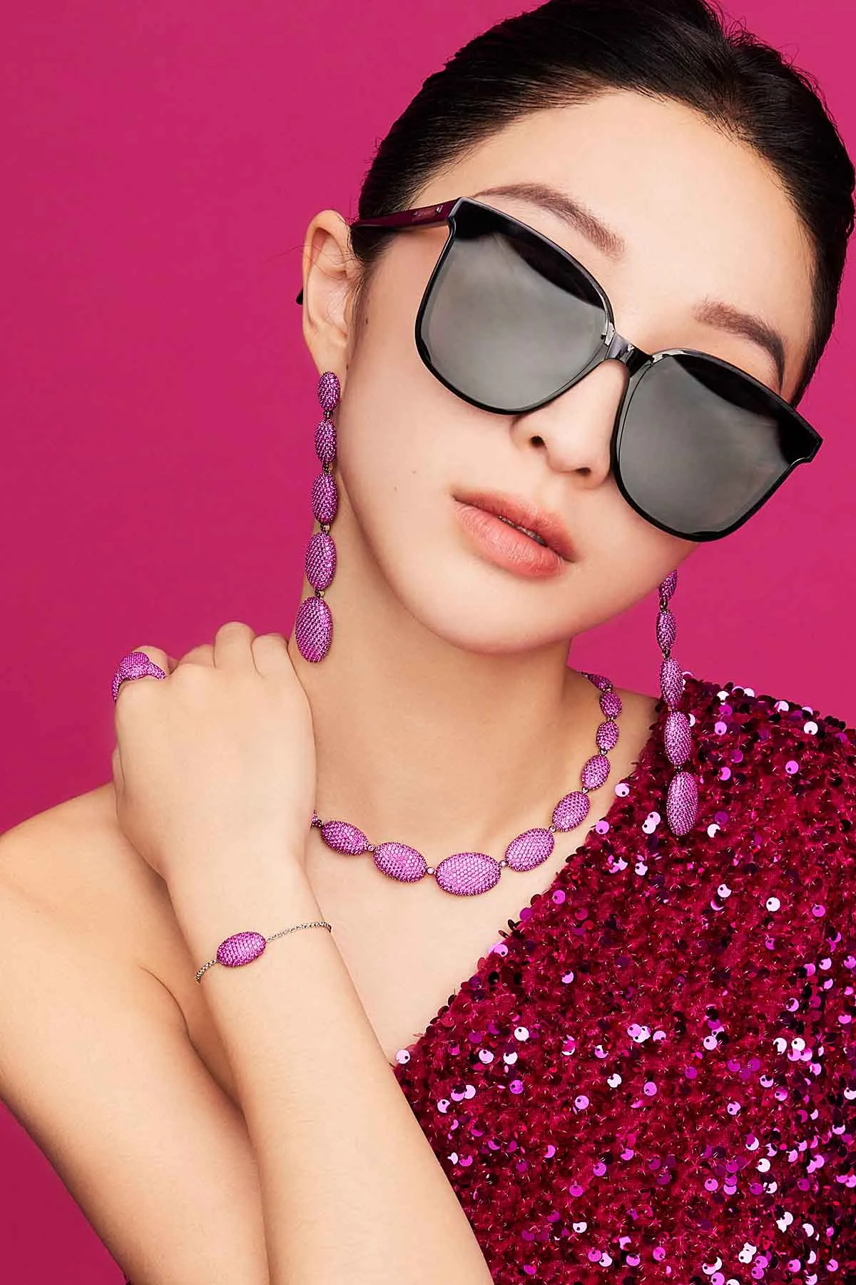 Fuchsia Oval Adjustable Bracelet