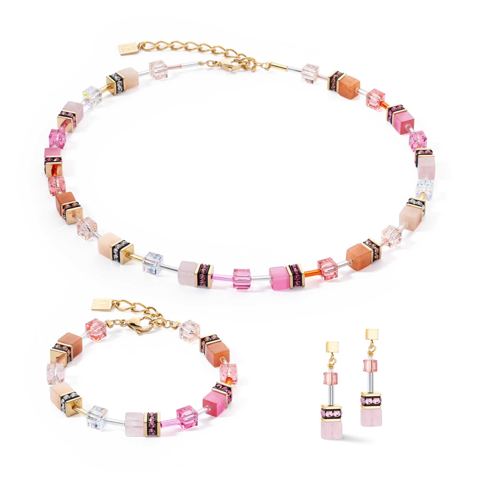 GeoCUBE® Iconic Precious earrings rose-orange