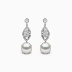 Glitz 18K Gold White South Sea Pearl and Diamond Oval Earrings