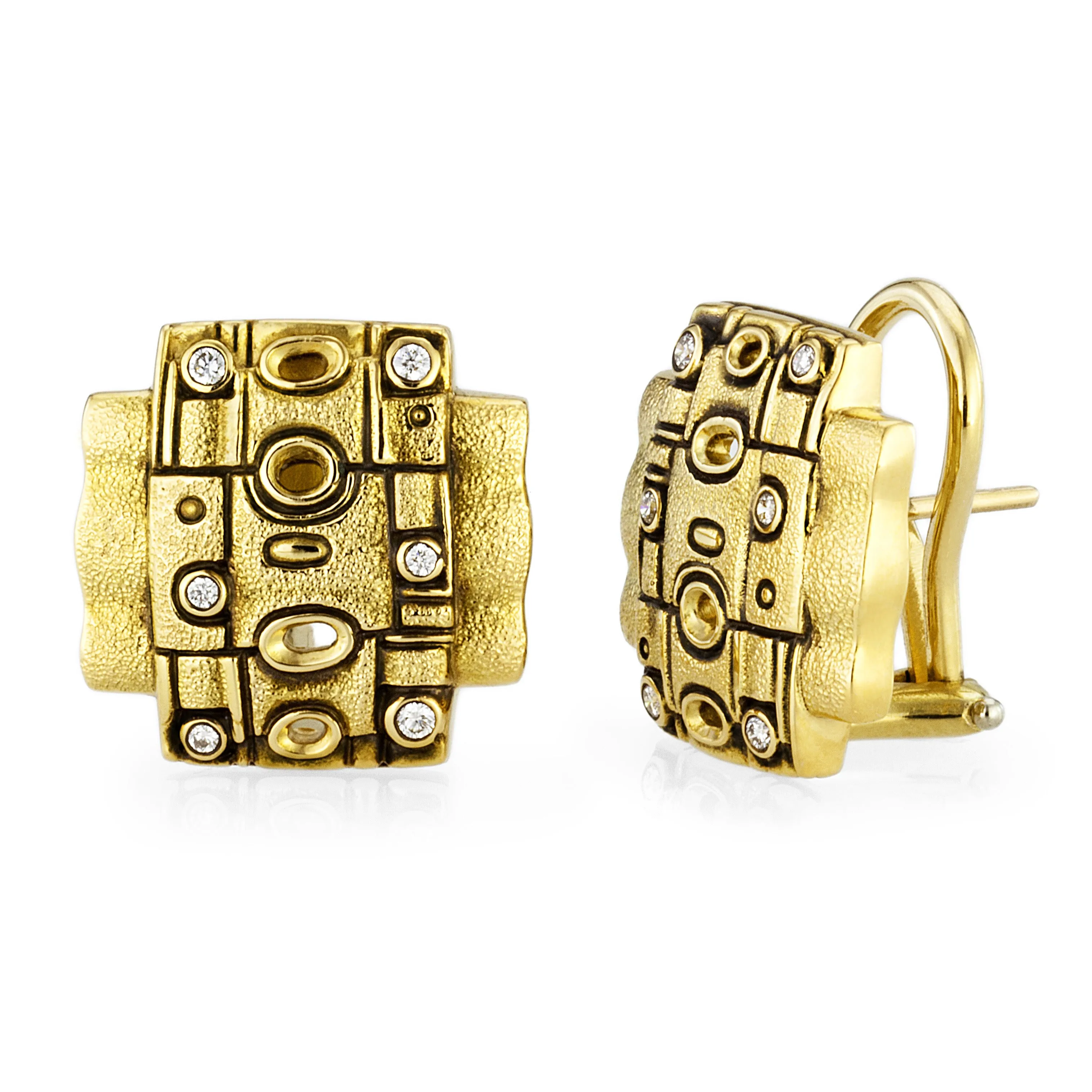 Gold Diamond Open Oval Earrings