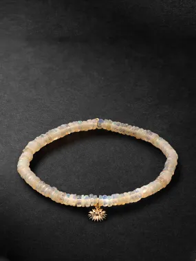 Gold, opal and diamond beaded bracelet