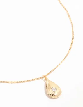 Gold Pear Shaped Locket Necklace