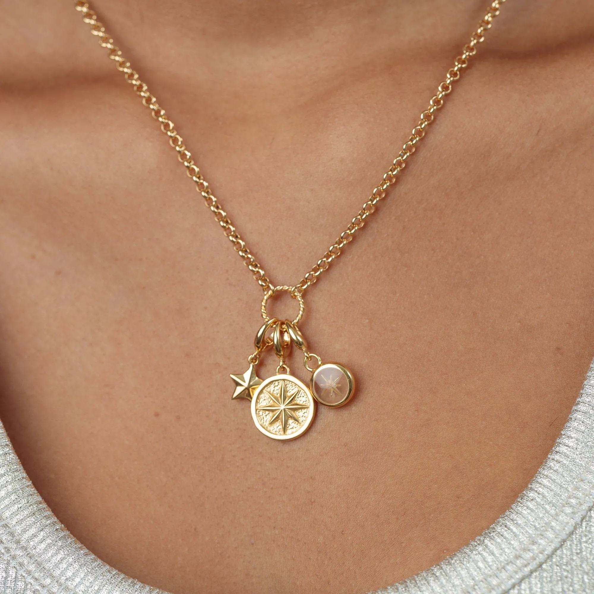 Gold Plated White Star Resin Capture Charm