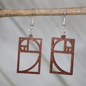 Golden Ratio/Fibonacci Spiral Wooden Dangle Earrings by Cate's Concepts, LLC