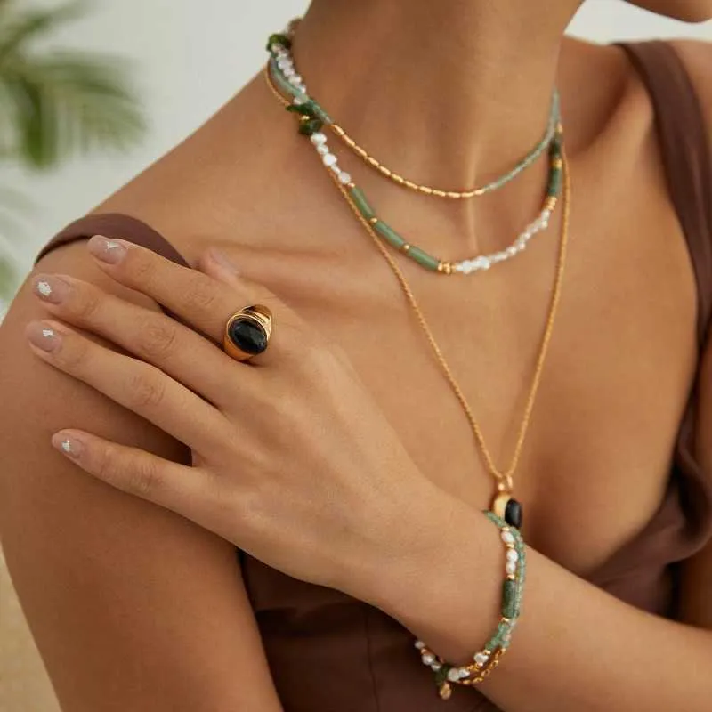 Green Strawberry Quartz Necklace with Pearls