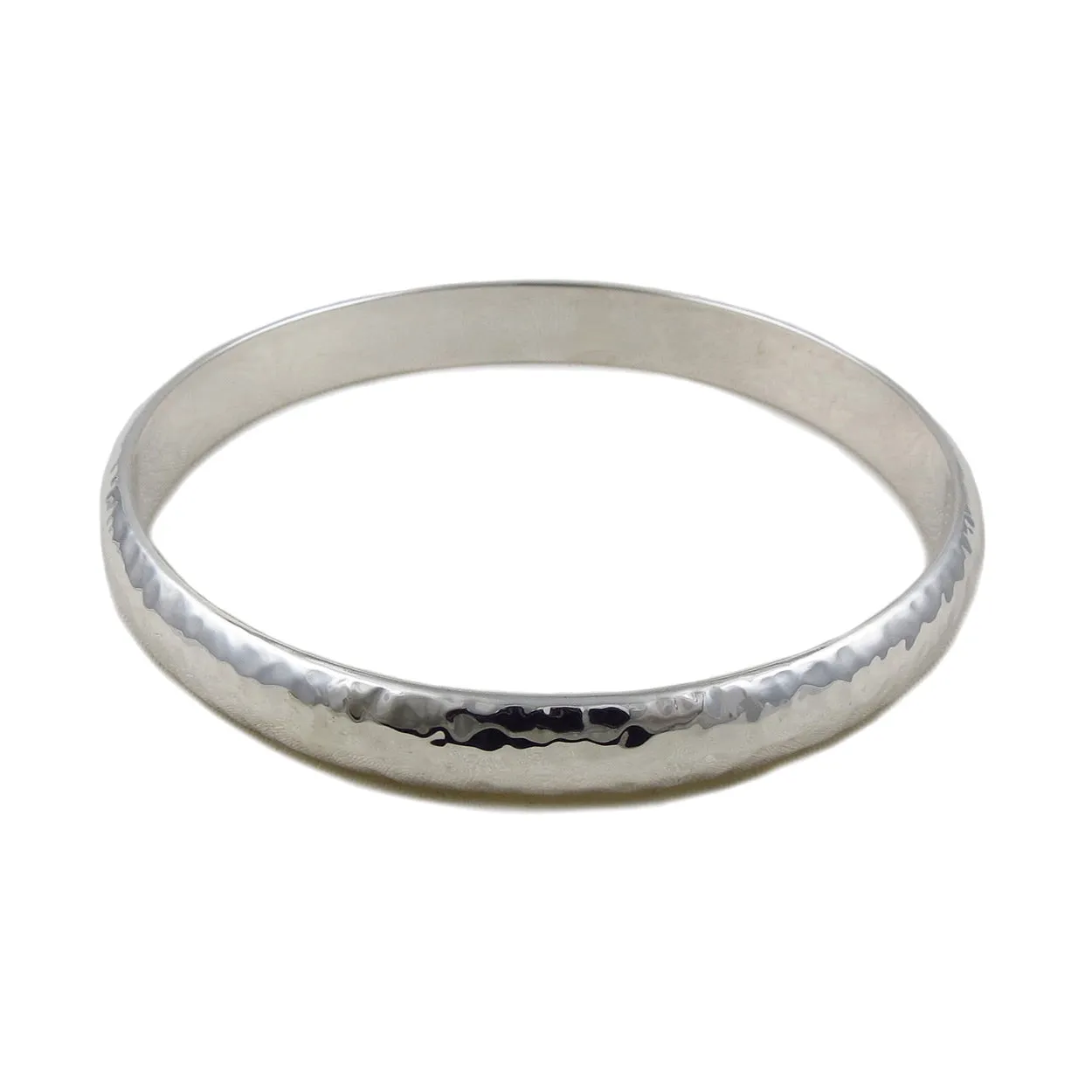 Hammered Silver Circle Bangle for Women