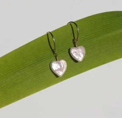 Heart Earrings with Small Rare Freshwater Heart Pearls