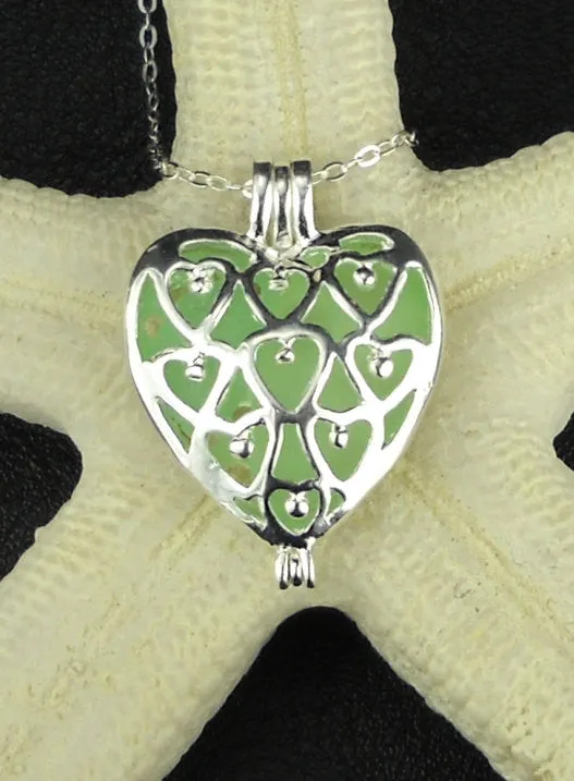 Heart Necklace Genuine Sea Foam Sea Glass Jewelery In Heart Locket