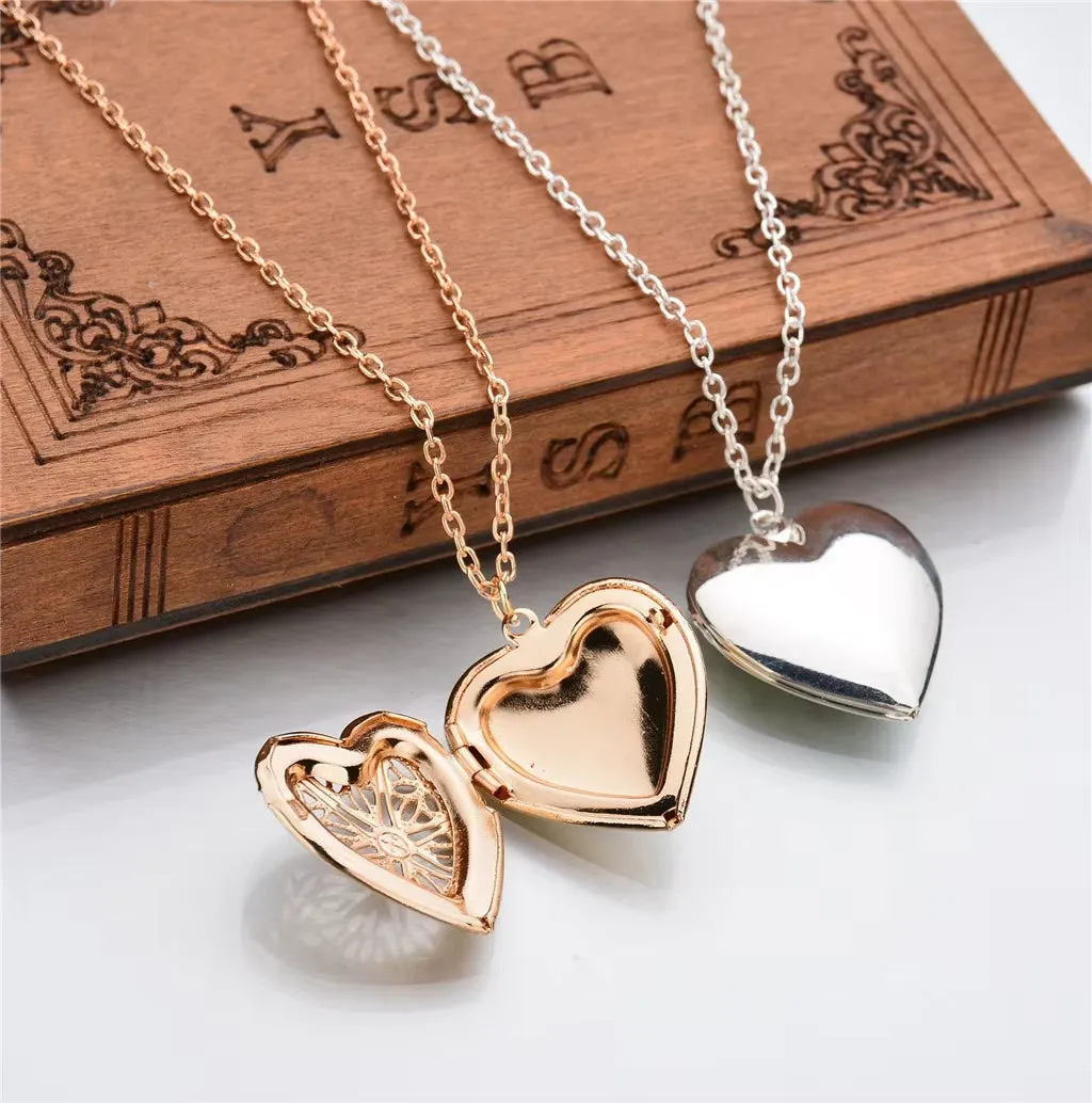 Heart-Shaped Openable Locket Pendant Necklace for Men and Women - Elegant Fashion Jewelry Gift