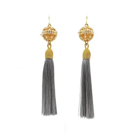 Herbal Locket Silk Tassel Earrings - Siver
