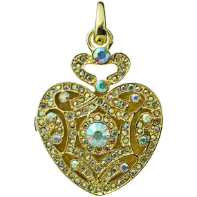 I Remember You By Heart Locket Open Ring Charm (Goldtone/Crystal AB)