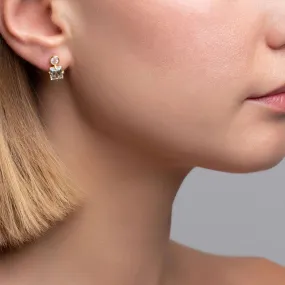Isola Bella Gold Rose Quartz and Green Amethyst Earrings