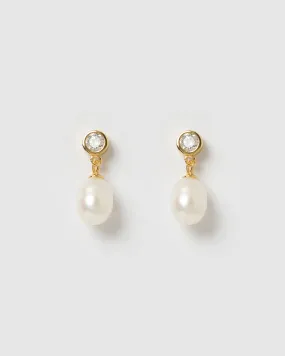 Izoa Everlee Earrings Gold Pearl