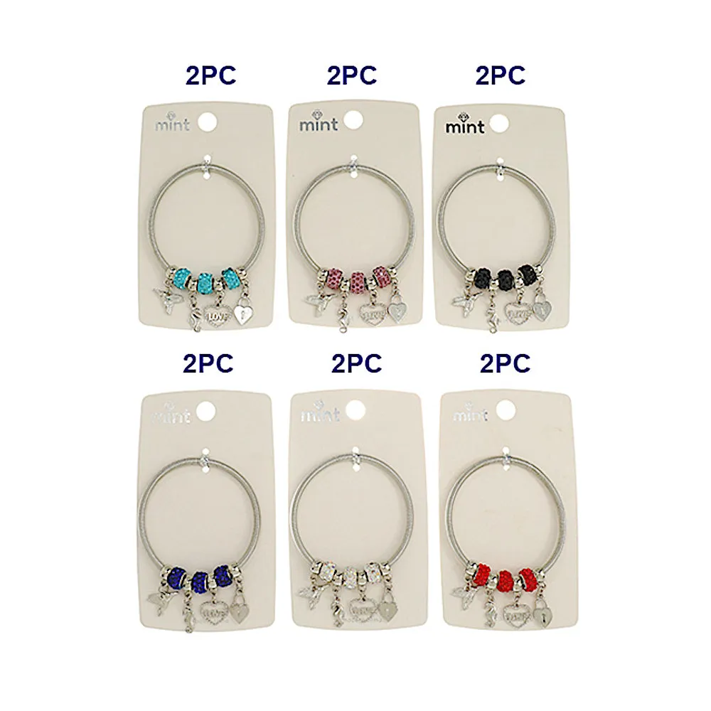 JAB45252 - Hummingbird & Seahorse Assorted Charms Bracelet