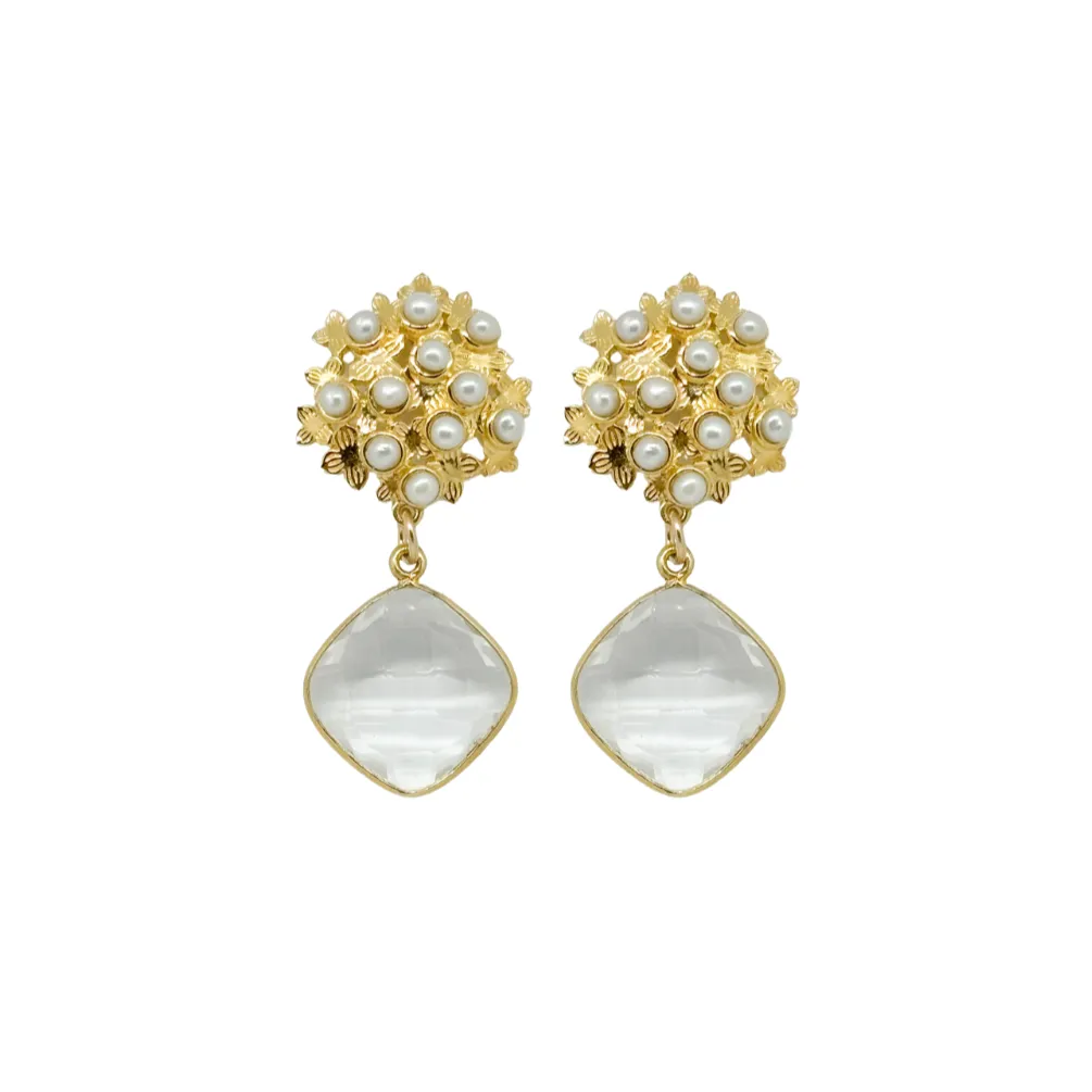 Jardin Hydrangea Crystal Quartz Earrings