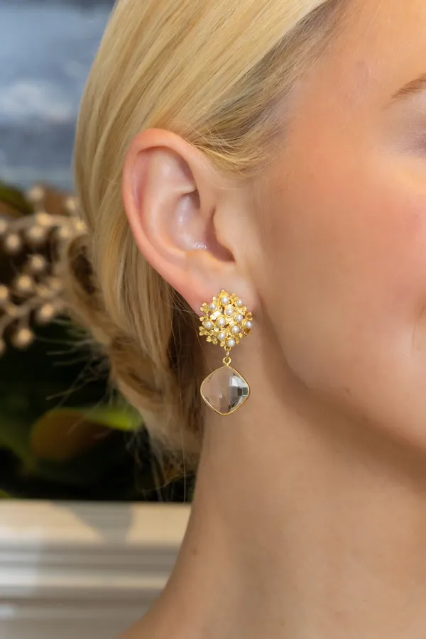 Jardin Hydrangea Crystal Quartz Earrings
