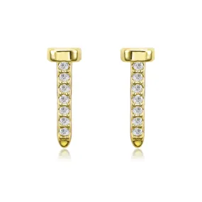 Jenny Danity CZ Gold Nail Stud Earrings