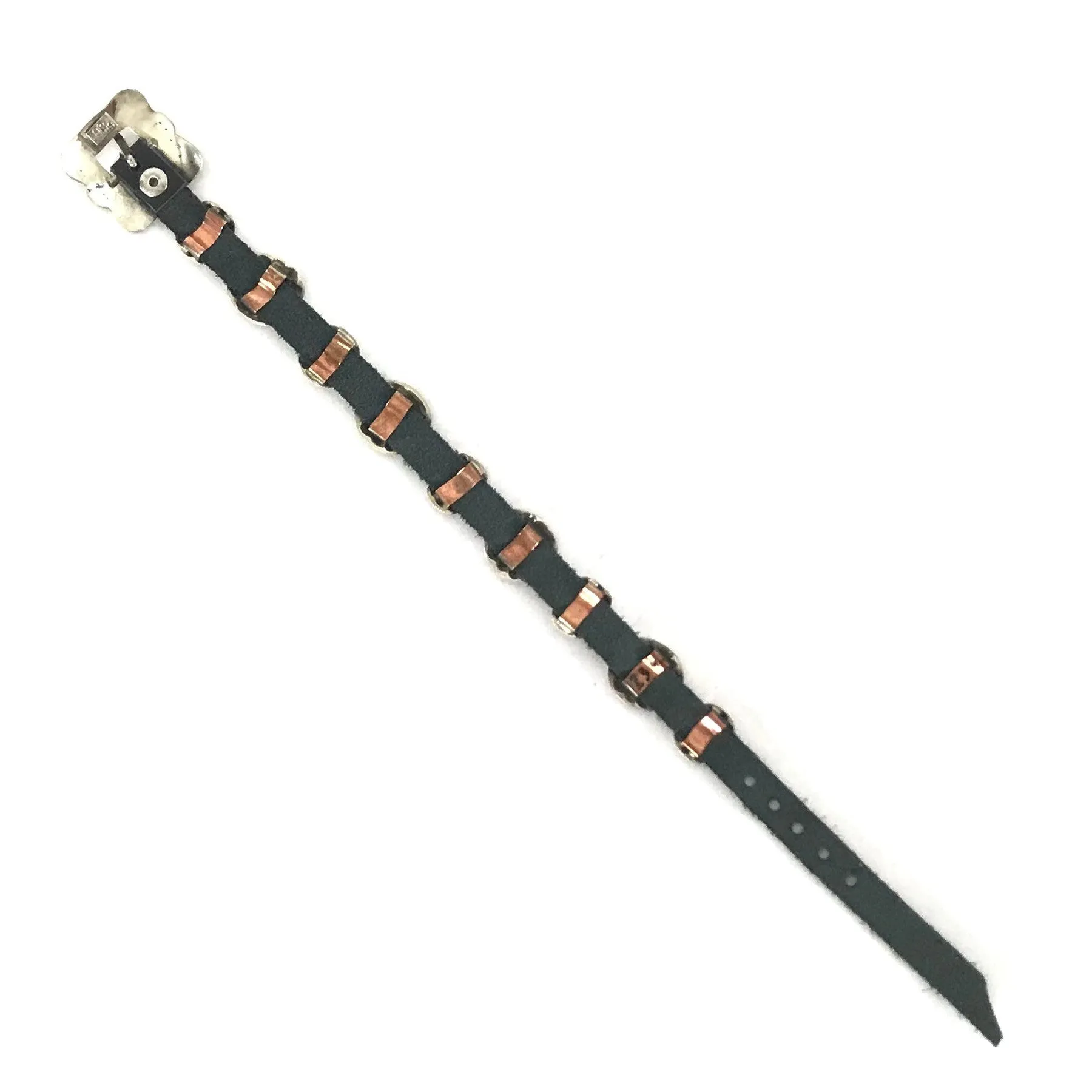 Joan Begay Sterling Silver Concho Leather Bracelet