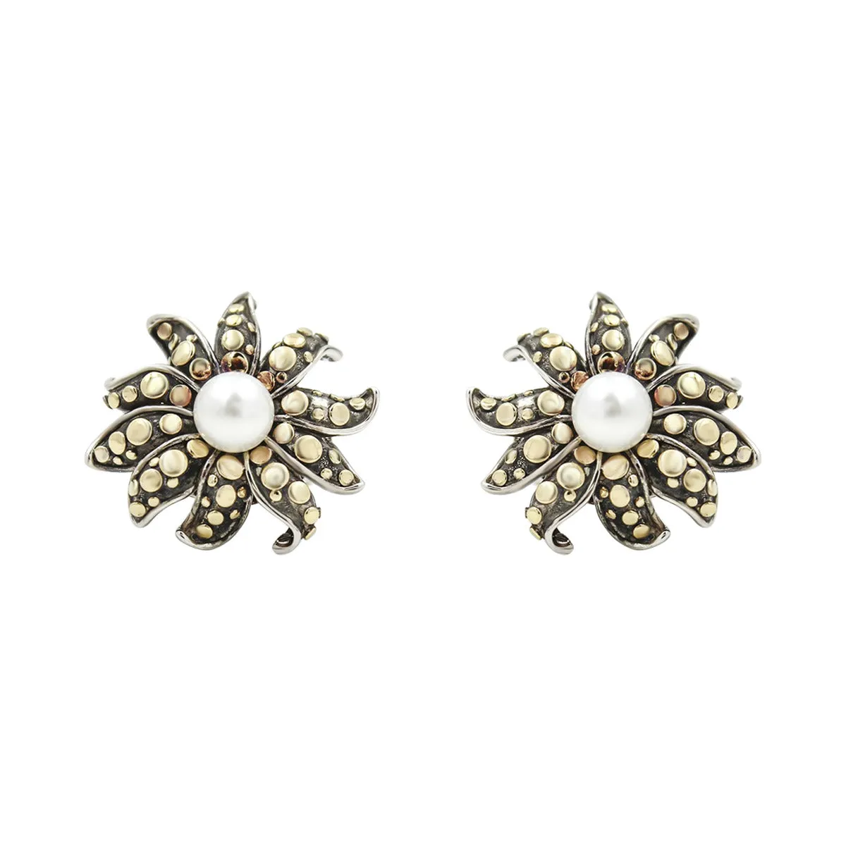 John Hardy Ayu Pearl Flower Jasmine Earrings
