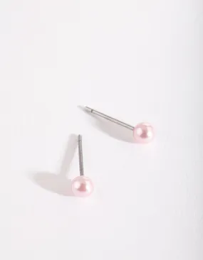 Kids Pink Pearl Earrings