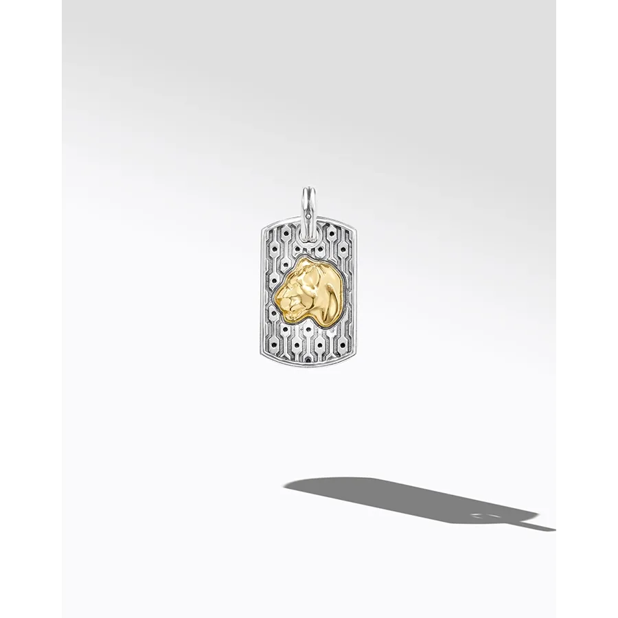 Konstantino Mens Ark Silver and Bronze Tiger Shield Pendant