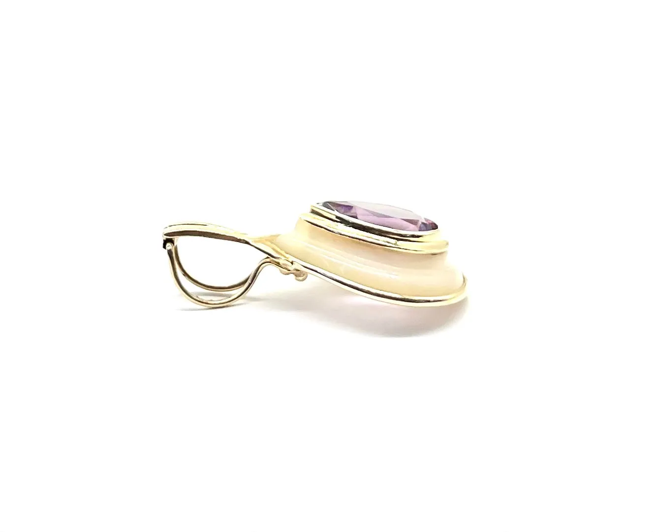 Large Amethyst and Mother of Pearl Pendant