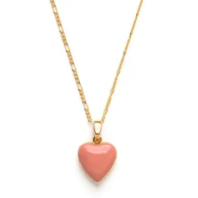 Large Enamel Heart Locket - Colour Rose