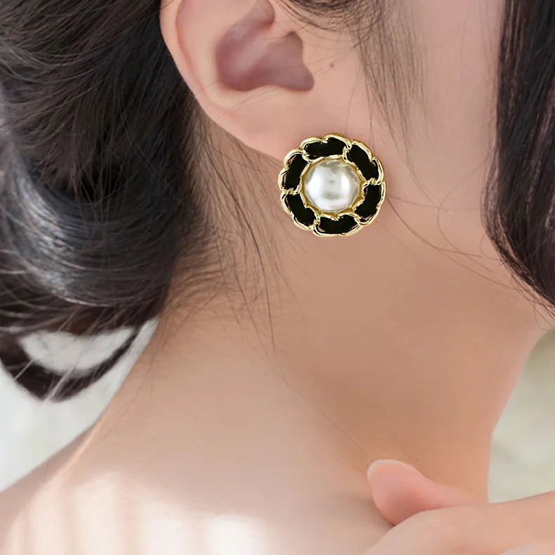 Large Vintage Pearl Stud Earrings