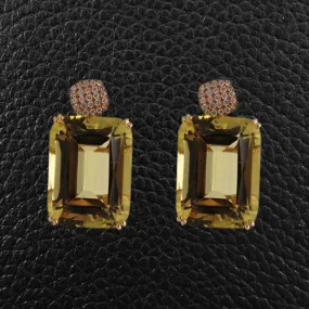 Lemon Quartz & Diamond Earrings