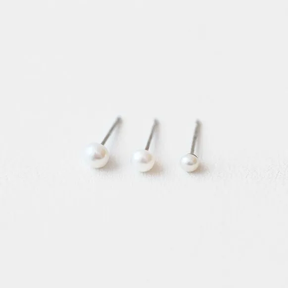 Little White Pearl Stud Earrings
