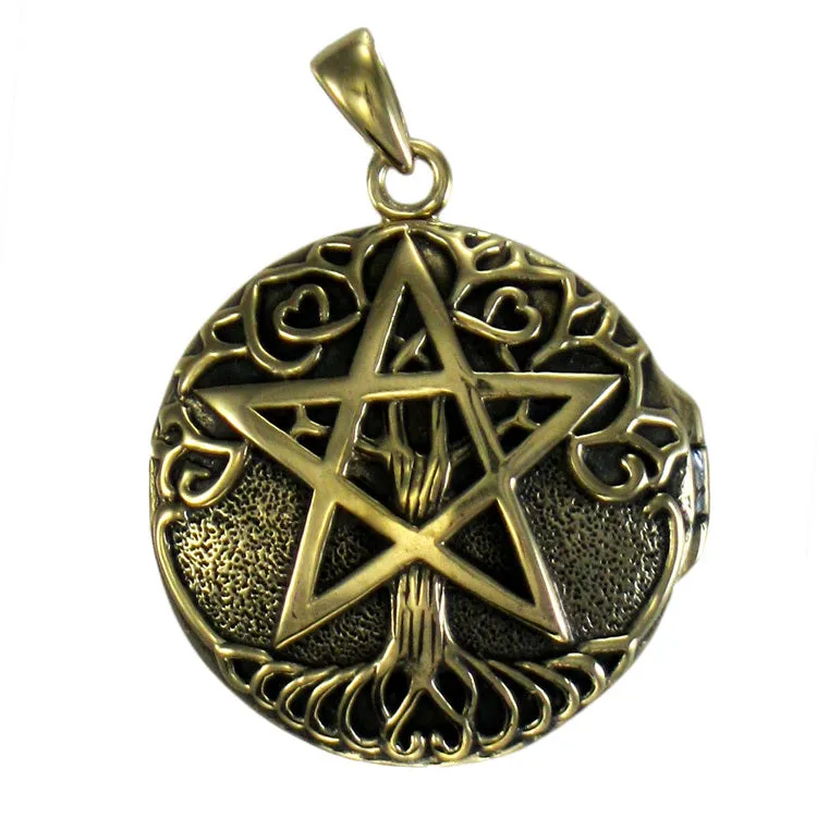 Locket Bronze Tree Pentacle Aromatherapy