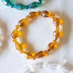 Lotus Feet Crystal Tear Drop Bead Elasticated Bracelet