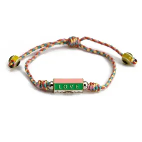 Love Locket Rope Braided Bracelet Pink